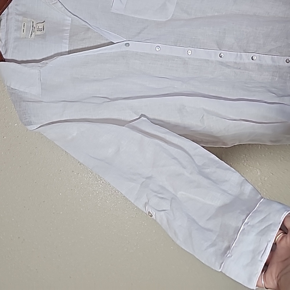 Cristian Siriano 100% Linen White Button Down Shirt - Picture 4 of 7